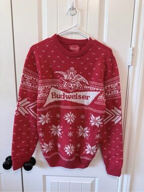 Budweiser Clydesdale Ugly Christmas Sweater Red Small